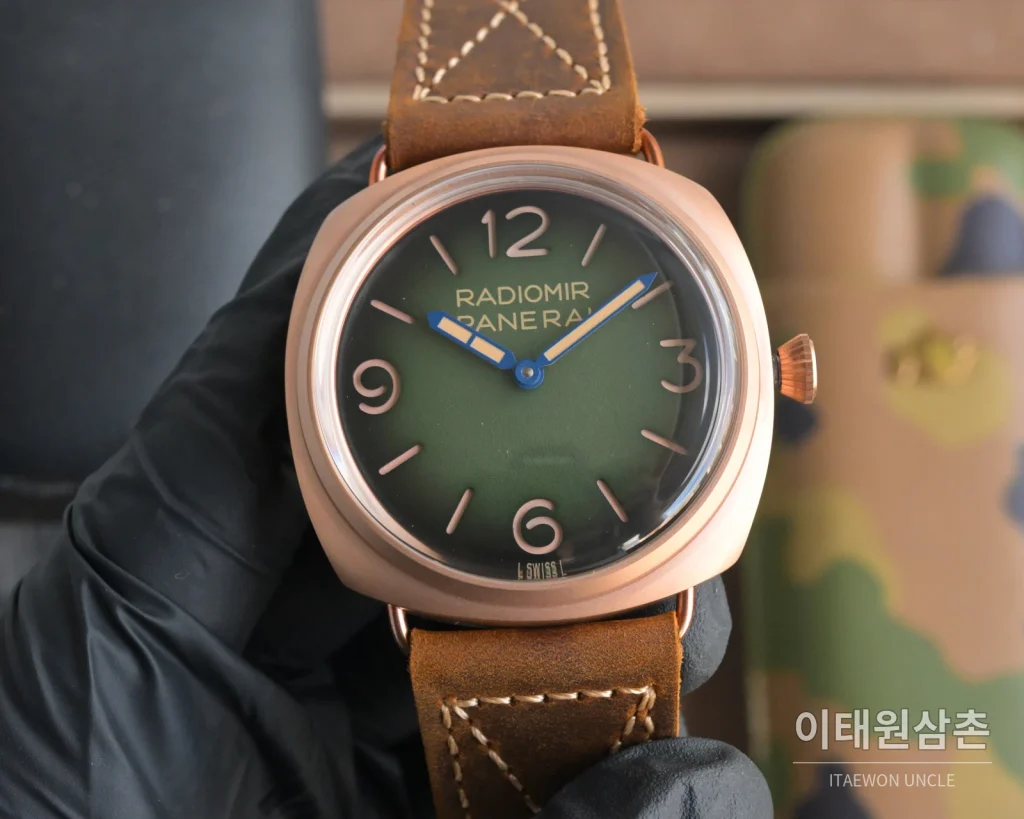 파네라이 루미노르 스틸 샌드위치 다이얼 수동 메커니컬 44mm 블랙 브라운 가죽 스트랩