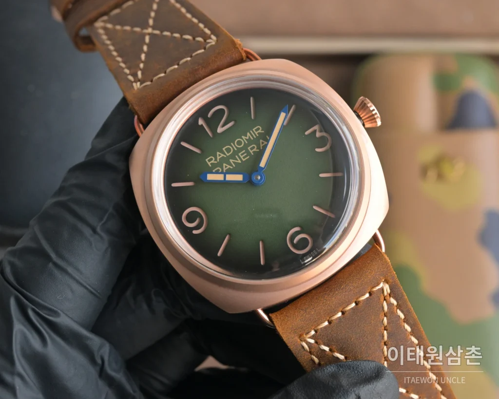 파네라이 루미노르 스틸 샌드위치 다이얼 수동 메커니컬 44mm 블랙 브라운 가죽 스트랩
