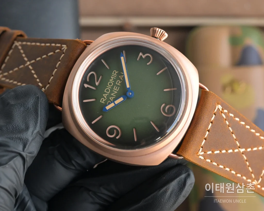 파네라이 루미노르 스틸 샌드위치 다이얼 수동 메커니컬 44mm 블랙 브라운 가죽 스트랩