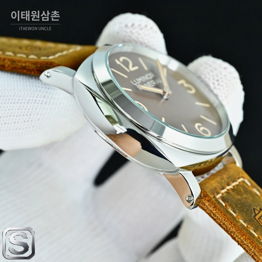 파네라이 라디오미르 1940 316L 로즈골드 카프스킨 오토매틱 44mm 로즈골드 톤 브라운 가죽 스트랩