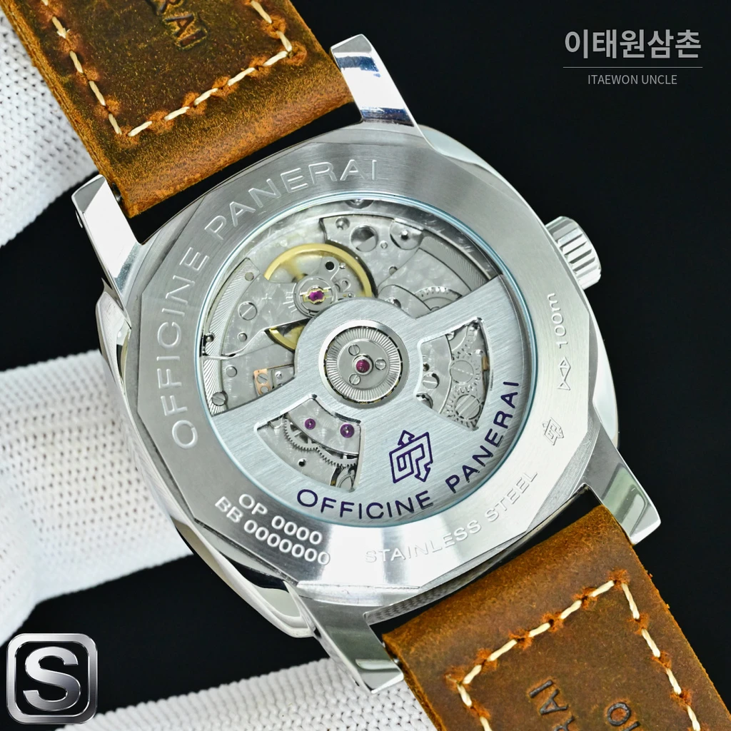 파네라이 라디오미르 1940 316L 로즈골드 카프스킨 오토매틱 44mm 로즈골드 톤 브라운 가죽 스트랩