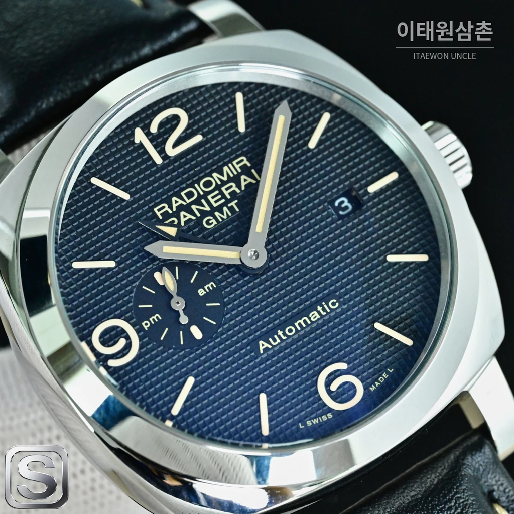 파네라이 라디오미르 1940 실버베젤 네이비다이얼 오토매틱 44mm