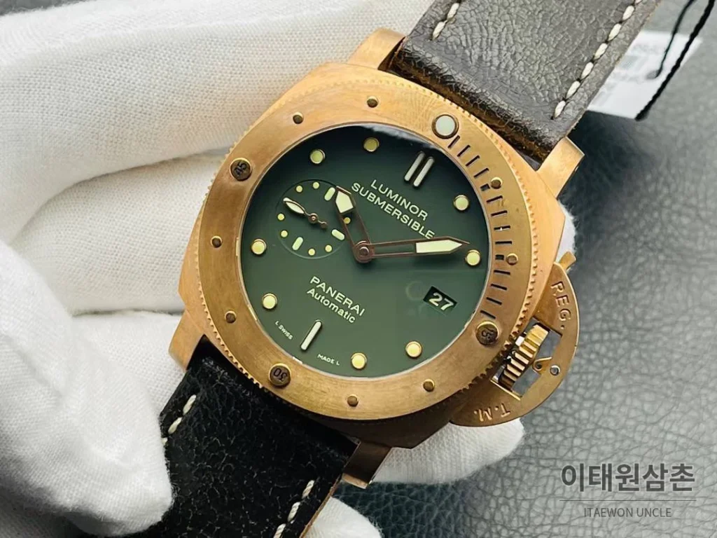 파네라이 서브머저블 PAM382 브론즈 그린다이얼 오토매틱 47mm