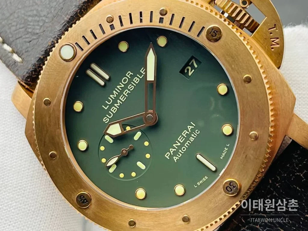 파네라이 서브머저블 PAM382 브론즈 그린다이얼 오토매틱 47mm