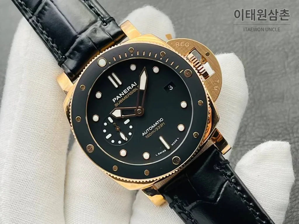파네라이 서브머저블 PAM974 레드골드 세라믹베젤 블랙다이얼 오토매틱 42mm