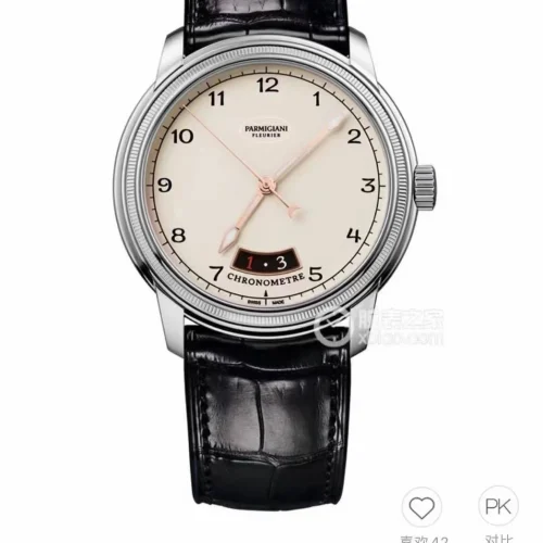 파르미지아니 플리에르 PFC423 초박형 에나멜다이얼 드레스 오토매틱 40mm 화이트 블랙 가죽 스트랩