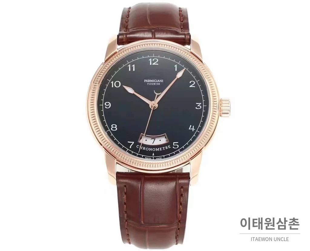 파르미지아니 플리에르 PFC423 초박형 에나멜다이얼 드레스 오토매틱 40mm 화이트 브라운 가죽 스트랩 (2)