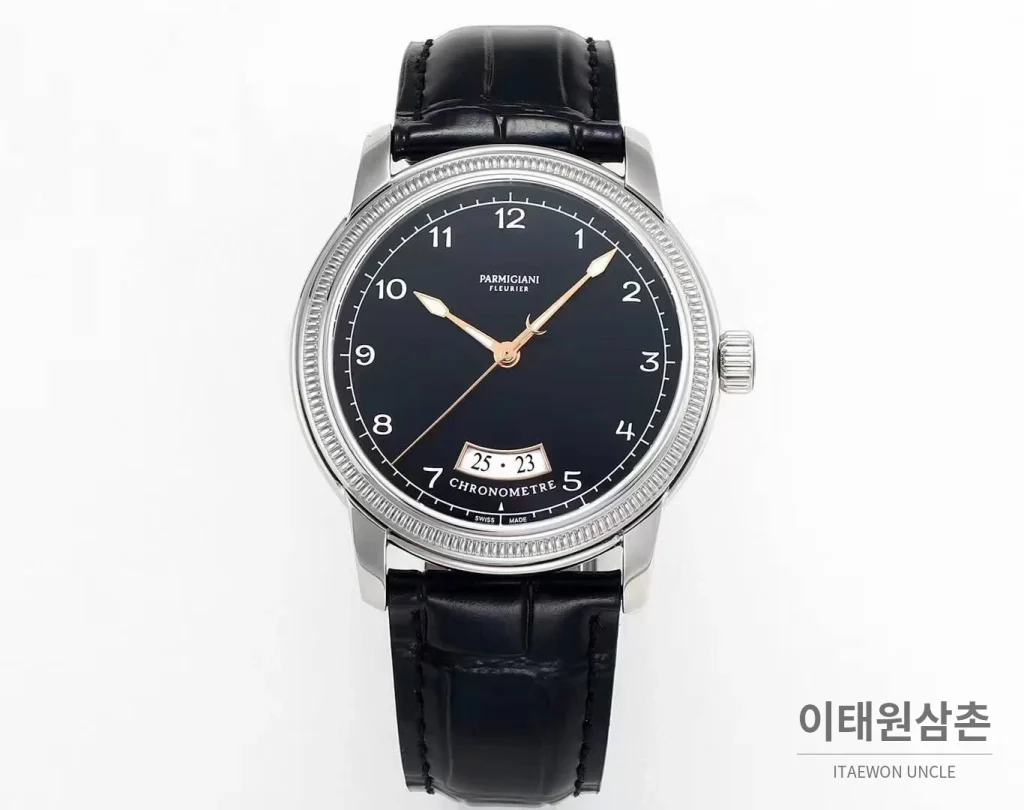파르미지아니 플리에르 PFC423 초박형 에나멜다이얼 드레스 오토매틱 40mm 화이트 블랙 가죽 스트랩 (2)