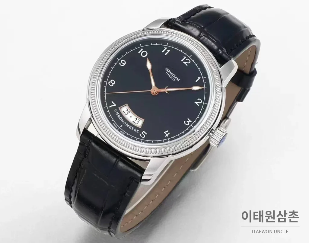 파르미지아니 플리에르 PFC423 초박형 에나멜다이얼 드레스 오토매틱 40mm 화이트 블랙 가죽 스트랩 (2)