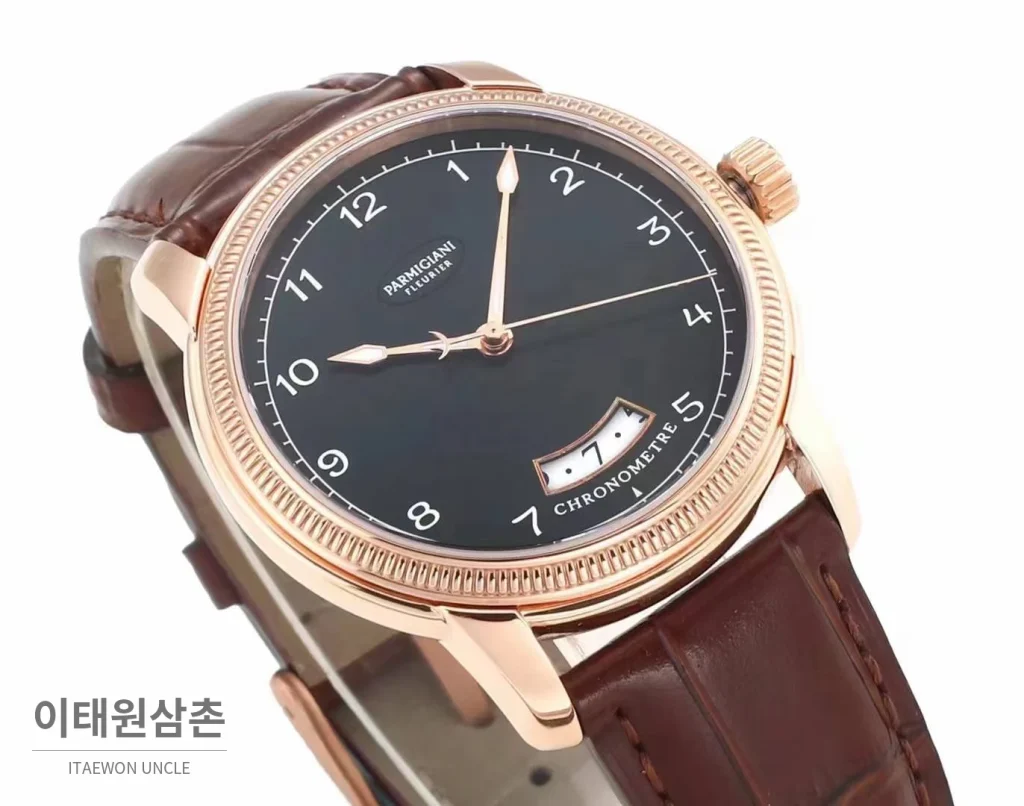 파르미지아니 플리에르 PFC423 초박형 에나멜다이얼 드레스 오토매틱 40mm 화이트 브라운 가죽 스트랩 (2)