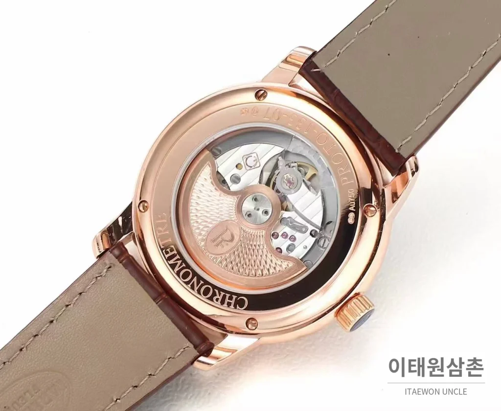 파르미지아니 플리에르 PFC423 초박형 에나멜다이얼 드레스 오토매틱 40mm 화이트 브라운 가죽 스트랩 (2)