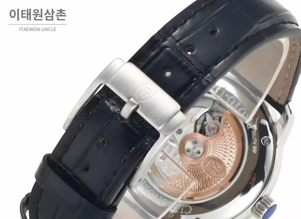 파르미지아니 플리에르 PFC423 초박형 에나멜다이얼 드레스 오토매틱 40mm 화이트 블랙 가죽 스트랩 (2)