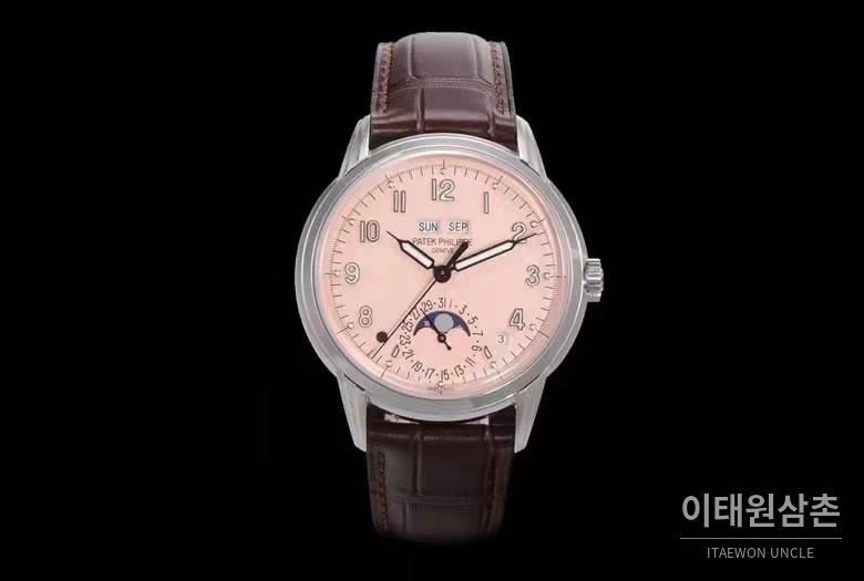 파텍필립 5320G 퍼페추얼 캘린더 문페이즈 크림 다이얼 오토매틱 40mm 크림 / 브라운