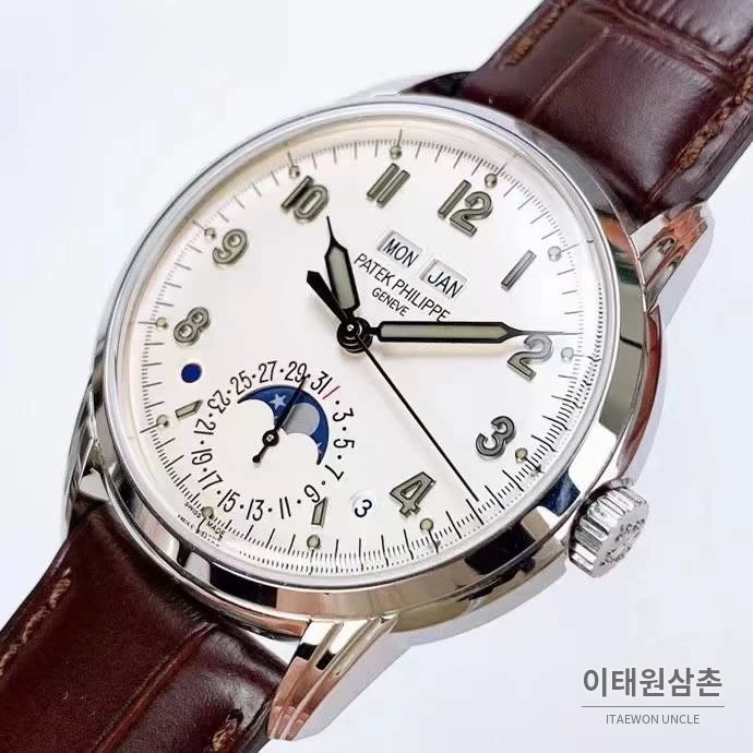 파텍필립 5320G 퍼페추얼 캘린더 문페이즈 크림 다이얼 오토매틱 40mm 크림 / 브라운 (2)