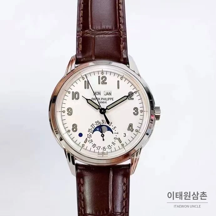 파텍필립 5320G 퍼페추얼 캘린더 문페이즈 크림 다이얼 오토매틱 40mm 크림 / 브라운 (2)
