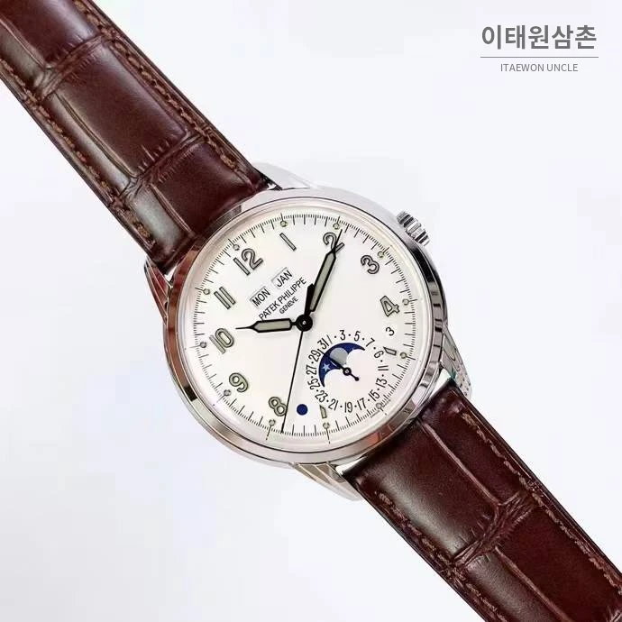 파텍필립 5320G 퍼페추얼 캘린더 문페이즈 크림 다이얼 오토매틱 40mm 크림 / 브라운 (2)