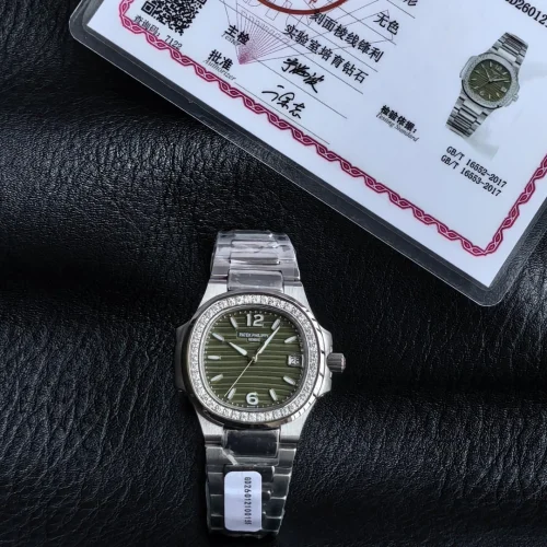 파텍필립 아쿠아넛 오토매틱 32mm 그린 다이얼 스틸 브레이슬릿