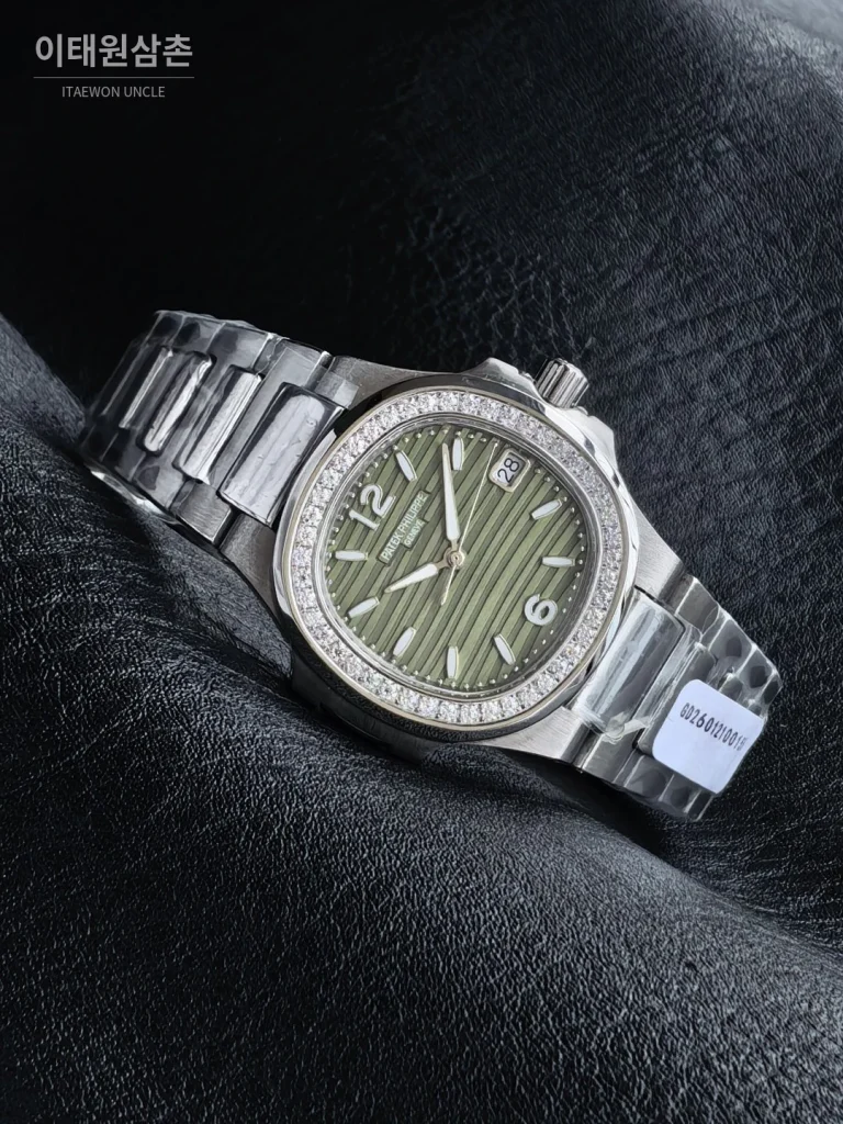 파텍필립 아쿠아넛 오토매틱 32mm 그린 다이얼 스틸 브레이슬릿