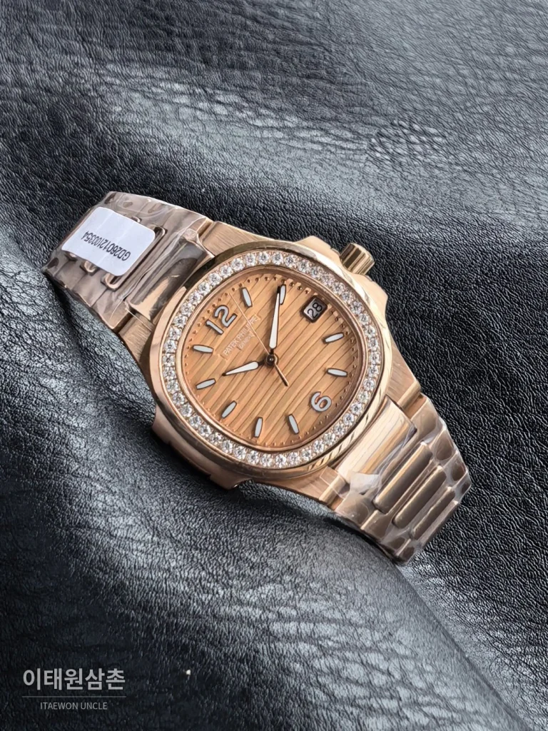파텍필립 아쿠아넛 오토매틱 32mm 샴페인 다이얼 로즈골드 브레이슬릿