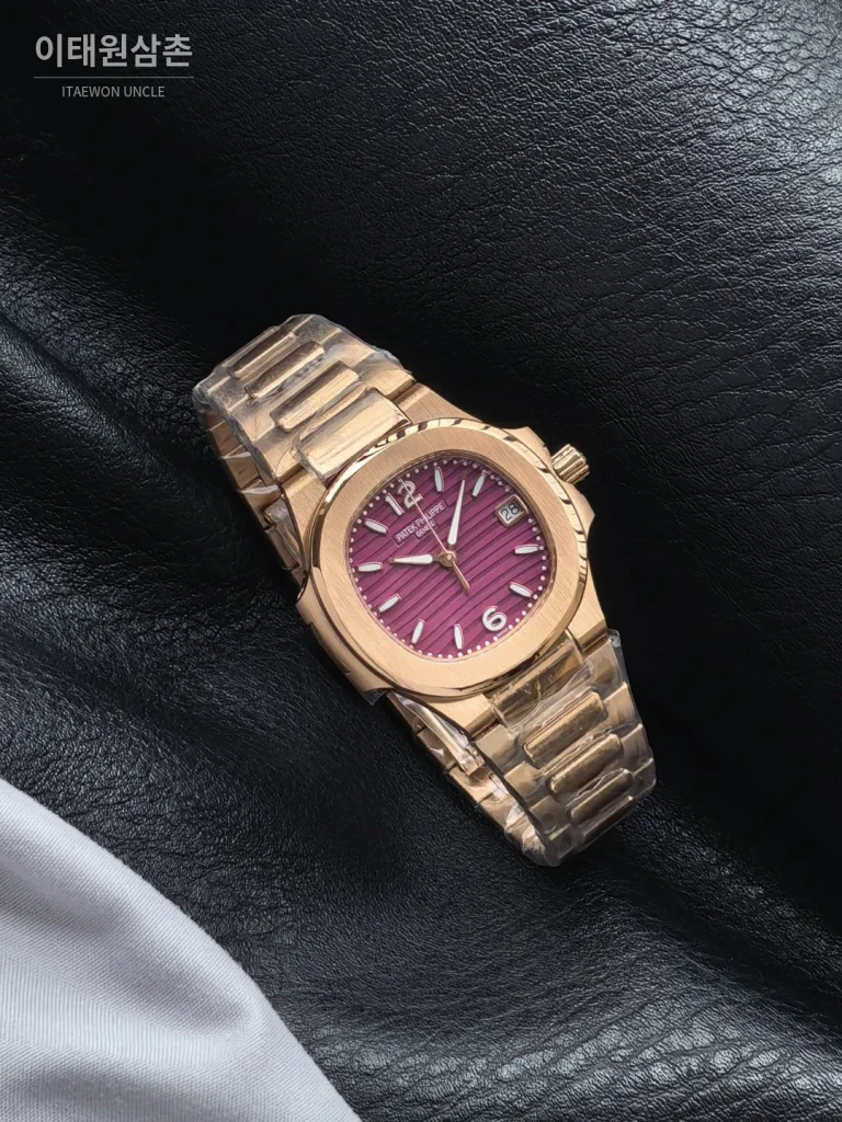 파텍필립 아쿠아넛 오토매틱 32mm 퍼플 다이얼 로즈골드 브레이슬릿