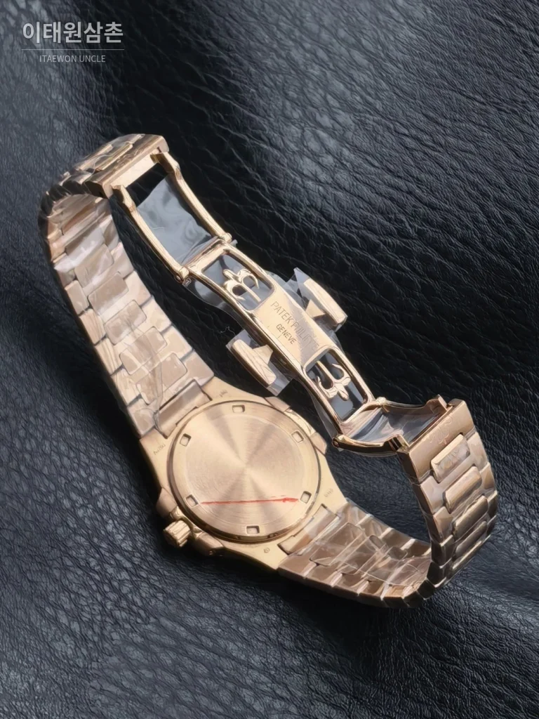 파텍필립 아쿠아넛 오토매틱 32mm 샴페인 다이얼 로즈골드 브레이슬릿