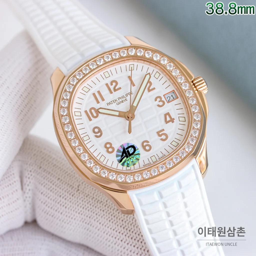 파텍필립 아쿠아넛 오토매틱 38.8mm 브라운 다이얼 브라운 러버 스트랩 로즈골드 베젤 (2)