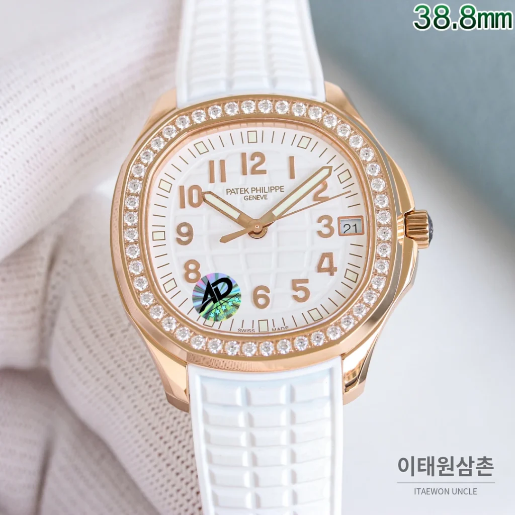 파텍필립 아쿠아넛 오토매틱 38.8mm 브라운 다이얼 브라운 러버 스트랩 로즈골드 베젤 (2)