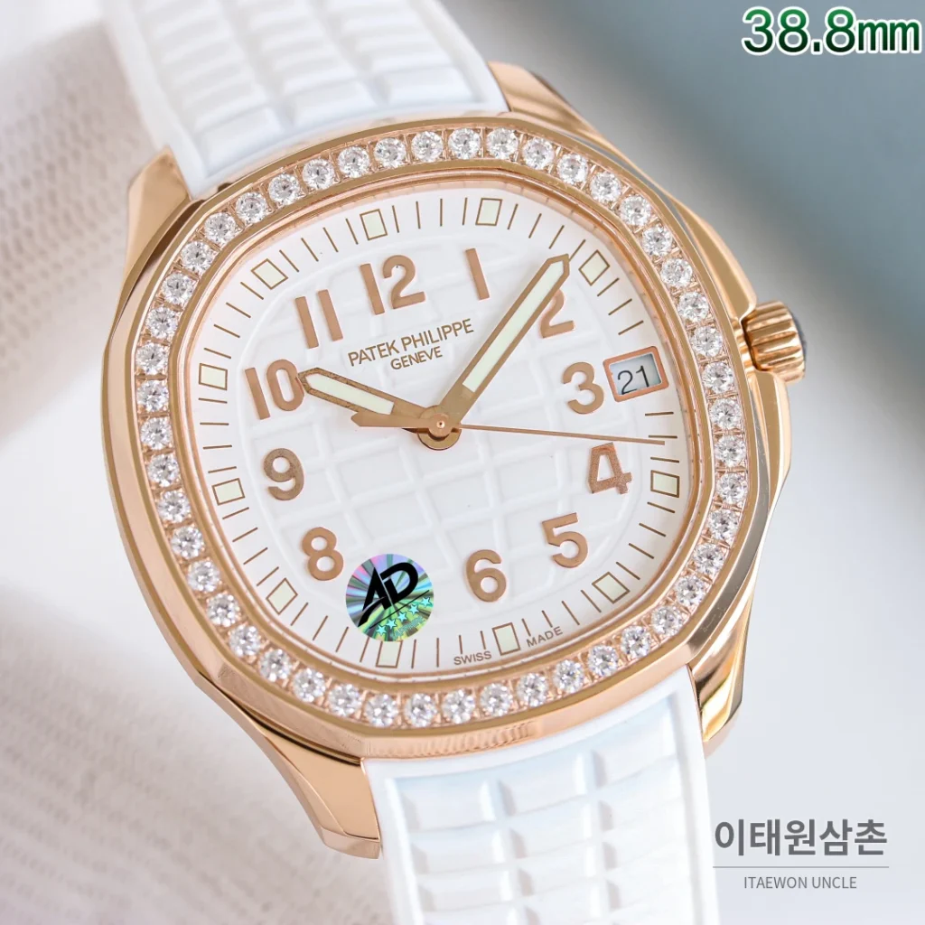 파텍필립 아쿠아넛 오토매틱 38.8mm 브라운 다이얼 브라운 러버 스트랩 로즈골드 베젤 (2)