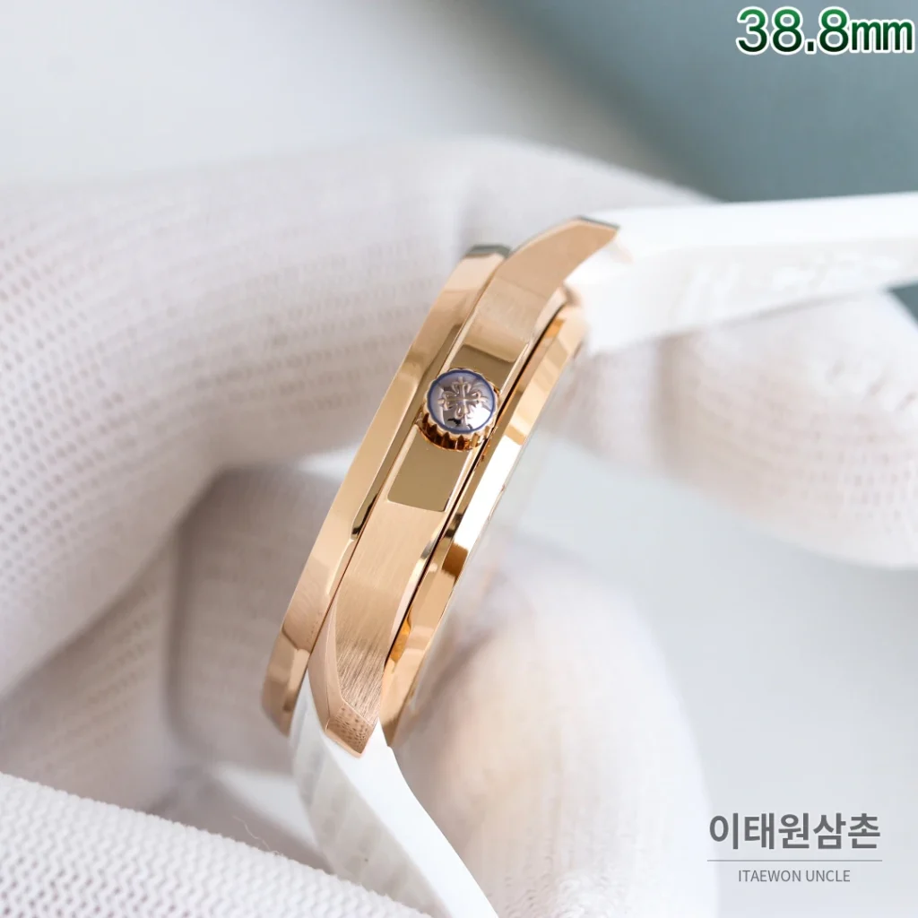 파텍필립 아쿠아넛 오토매틱 38.8mm 브라운 다이얼 브라운 러버 스트랩 로즈골드 베젤 (2)