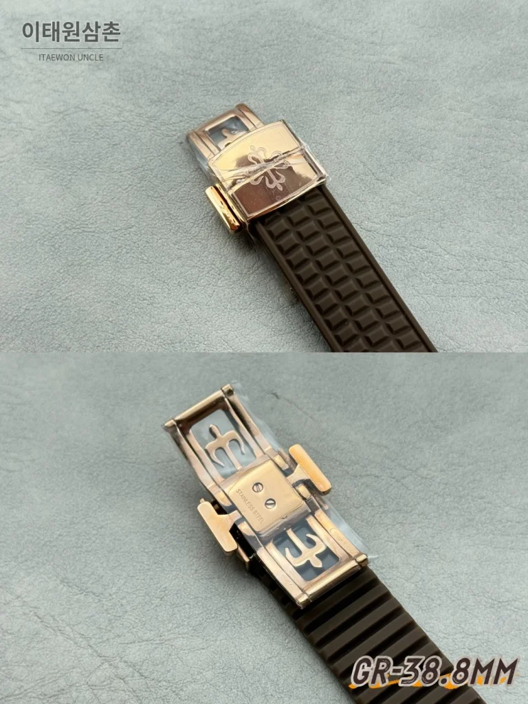 파텍필립 아쿠아넛 오토매틱 38.8mm 브라운 다이얼 브라운 러버 스트랩 로즈골드 베젤