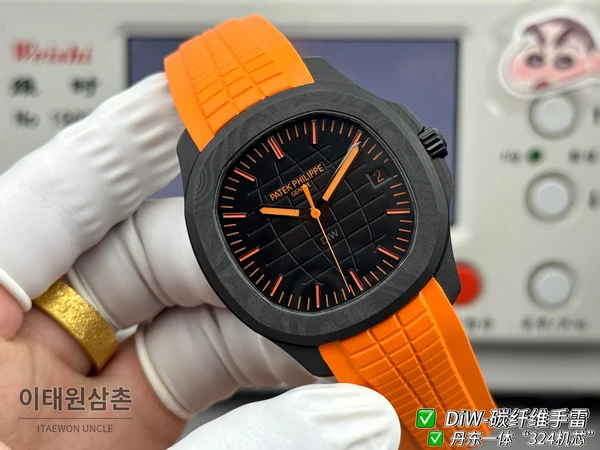 파텍필립 아쿠아넛 DiW 오렌지 단조카본 러버밴드 커스텀 시계 40.8mm 파텍필립 아쿠아넛 DiW 오렌지 단조카본 러버밴드 커스텀 시계 40.8mm