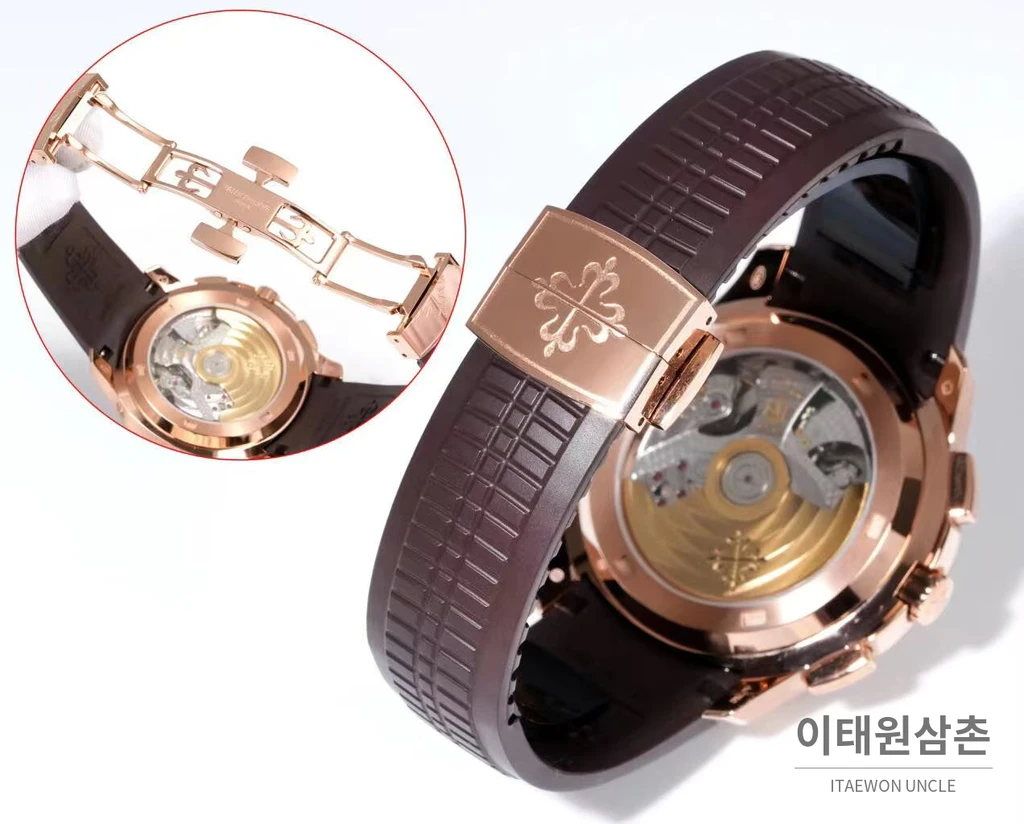 파텍필립 아쿠아넛 로즈골드 브라운다이얼 플라이백 크로노그래프 42.2mm