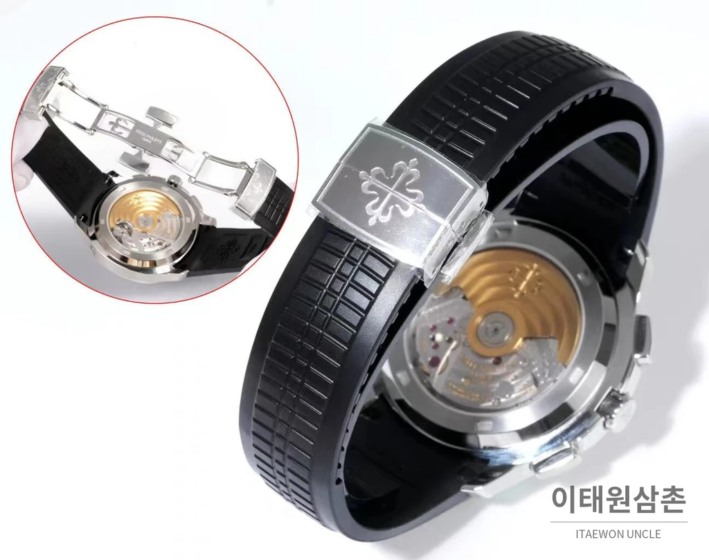 파텍필립 아쿠아넛 스틸 오렌지포인트 블랙다이얼 크로노그래프 42.2mm