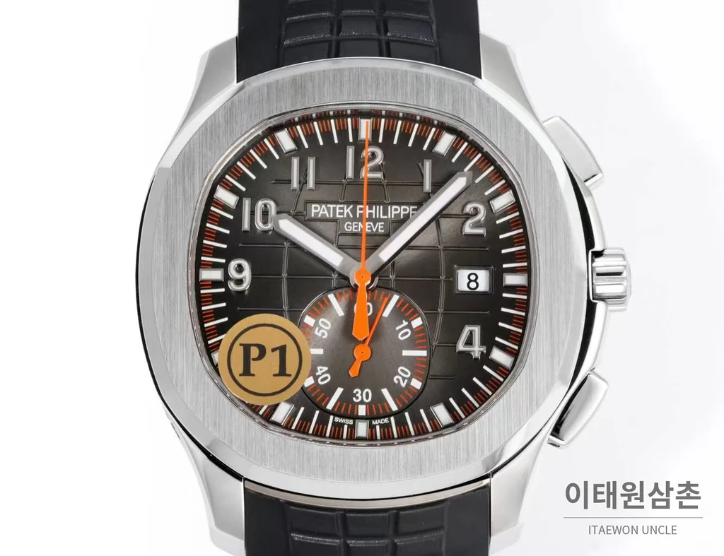 파텍필립 아쿠아넛 스틸 오렌지포인트 블랙다이얼 크로노그래프 42.2mm