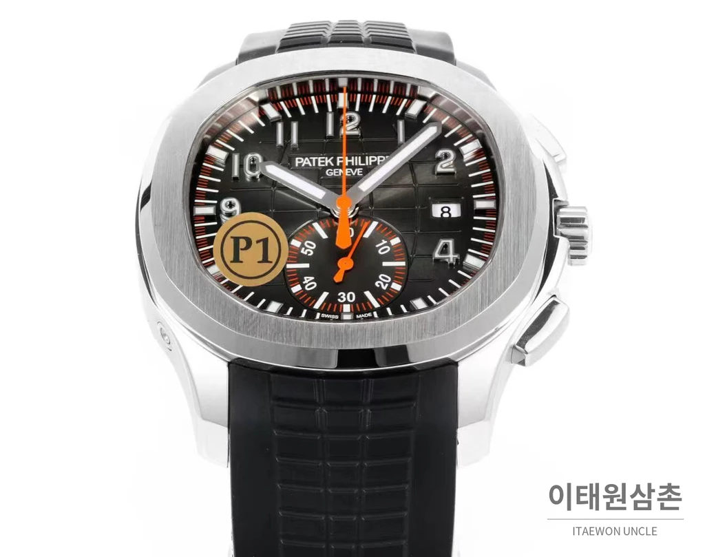 파텍필립 아쿠아넛 스틸 오렌지포인트 블랙다이얼 크로노그래프 42.2mm
