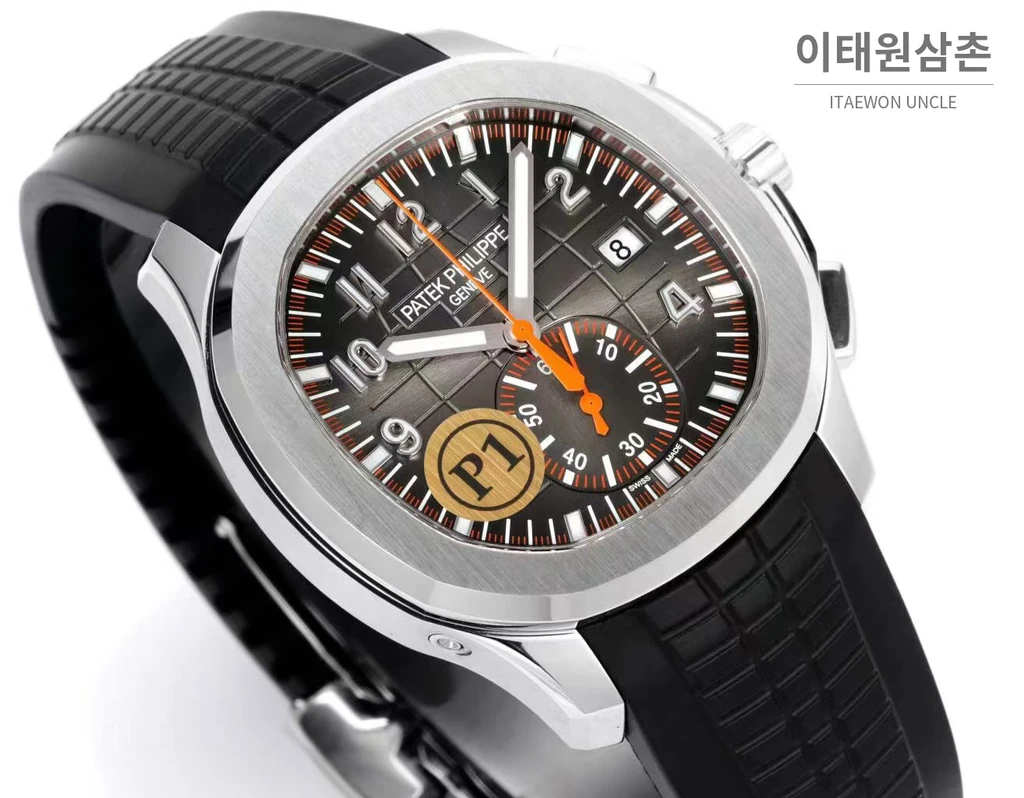 파텍필립 아쿠아넛 스틸 오렌지포인트 블랙다이얼 크로노그래프 42.2mm