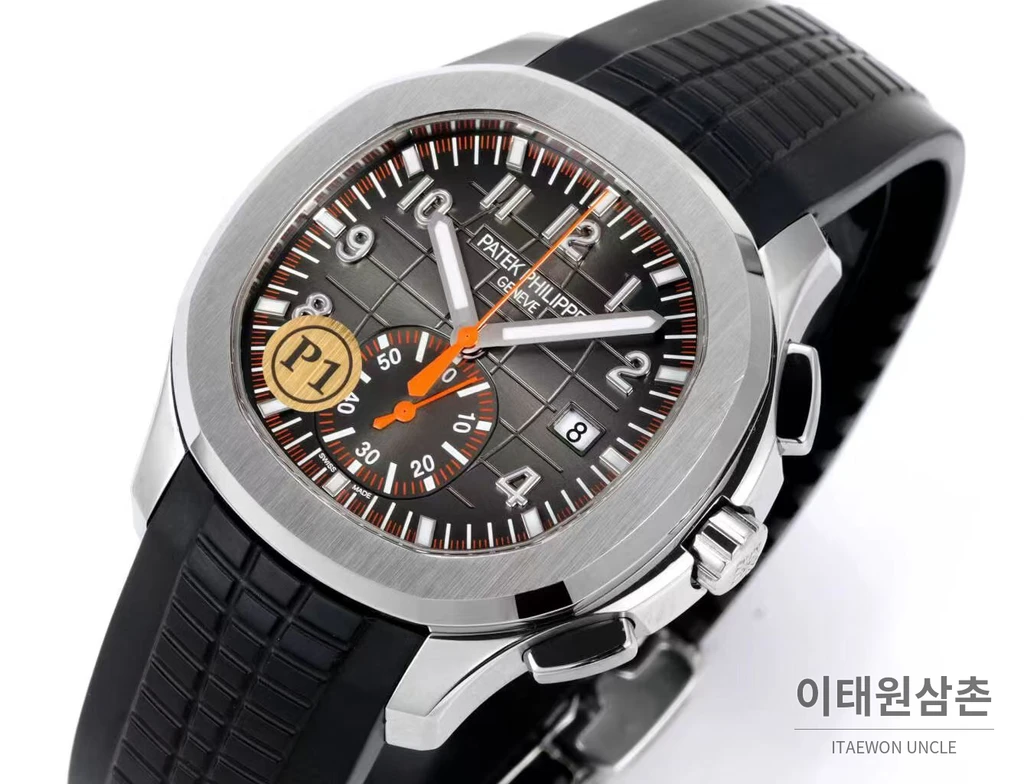 파텍필립 아쿠아넛 스틸 오렌지포인트 블랙다이얼 크로노그래프 42.2mm