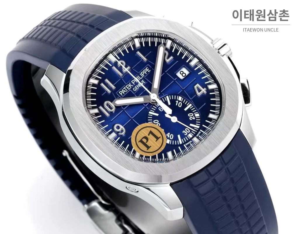 파텍필립 아쿠아넛 화이트골드 네이비다이얼 플라이백 크로노그래프 42.2mm