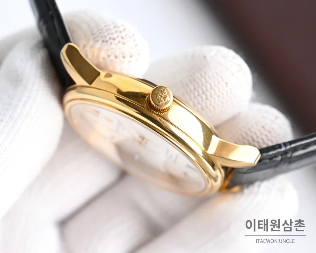 파텍필립 오토매틱 40mm 샴페인 다이얼 블랙 가죽 스트랩 골드 케이스