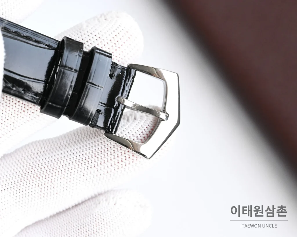 파텍필립 오토매틱 40mm 그레이 다이얼 블랙 가죽 스트랩