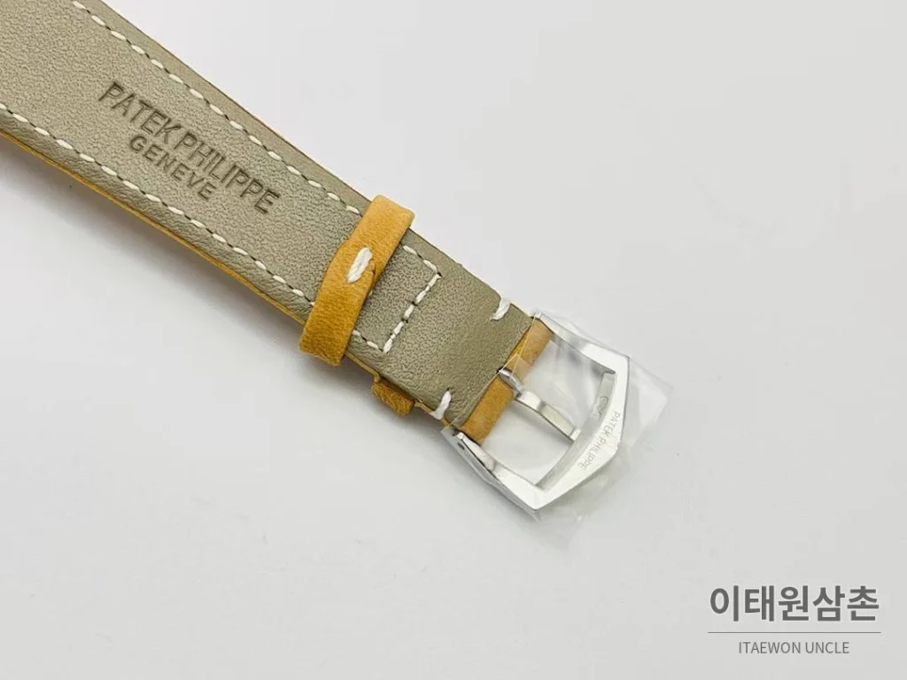 파텍필립 칼라트라바 클루 드 파리 카본그레이 다이얼 오토매틱 40mm 카본 그레이 옐로우 가죽 스트랩