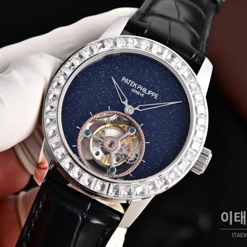 파텍필립 칼라트라바 다이아베젤 투르비옹 매뉴얼 42mm 네이비 다이얼 블랙 가죽 스트랩 (2) 파텍필립 칼라트라바 다이아베젤 투르비옹 매뉴얼 42mm 네이비 다이얼 블랙 가죽 스트랩 (2)