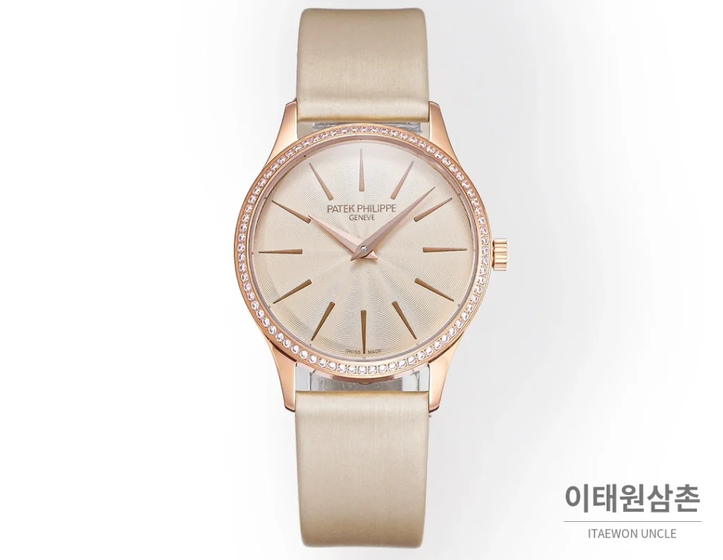 파텍필립 칼라트라바 골드베젤 엠보싱다이얼 울트라씬 오토매틱 35mm
