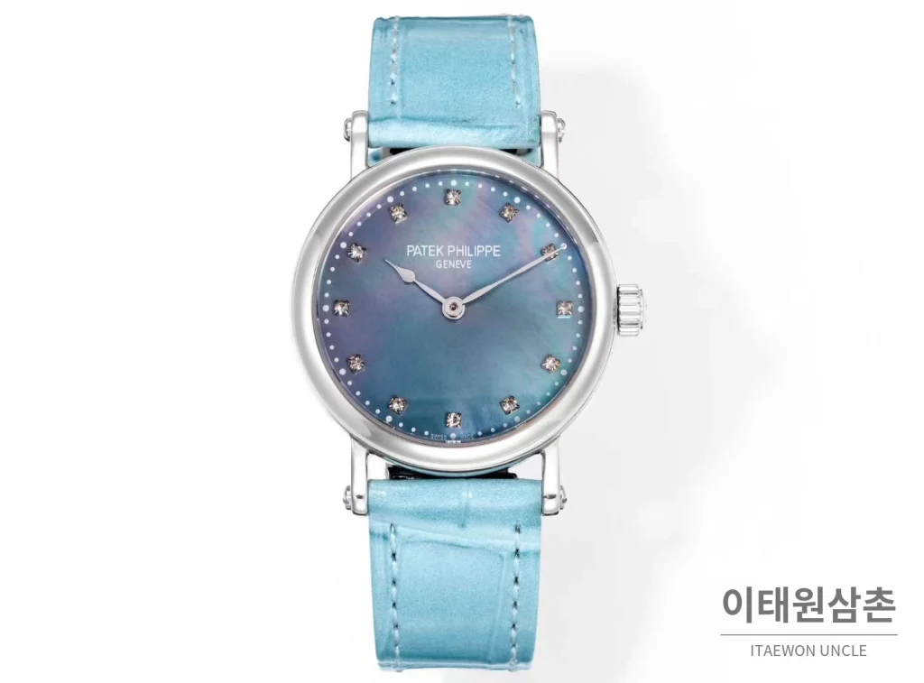 파텍필립 칼라트라바 화이트골드 자개다이얼 다이아몬드 오토매틱 34.6mm