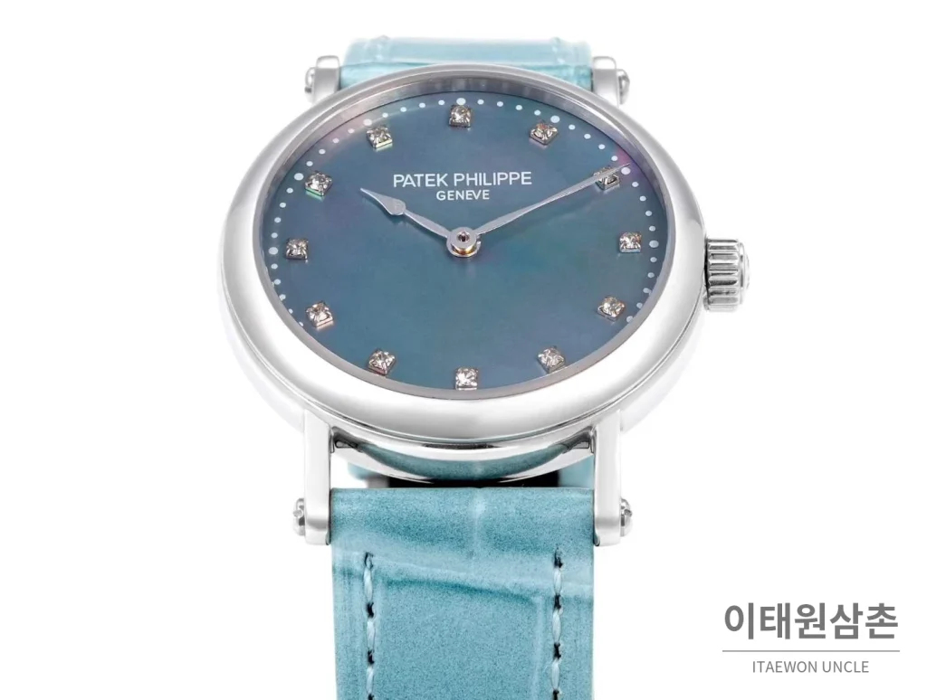 파텍필립 칼라트라바 화이트골드 자개다이얼 다이아몬드 오토매틱 34.6mm