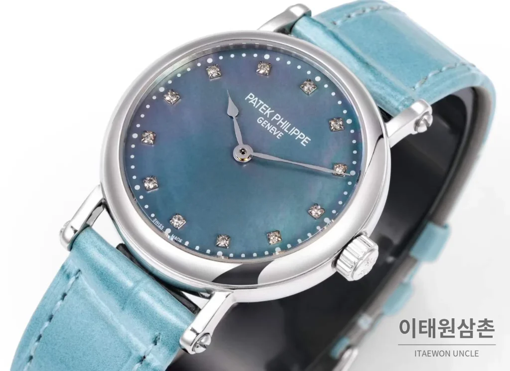 파텍필립 칼라트라바 화이트골드 자개다이얼 다이아몬드 오토매틱 34.6mm