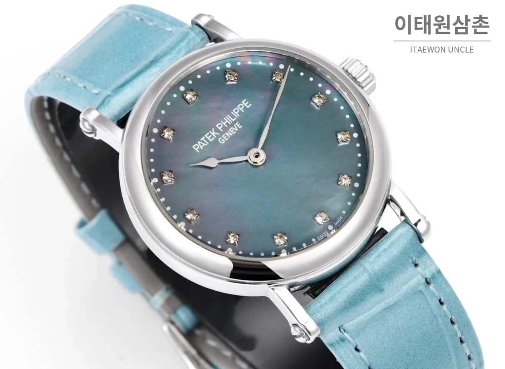 파텍필립 칼라트라바 화이트골드 자개다이얼 다이아몬드 오토매틱 34.6mm