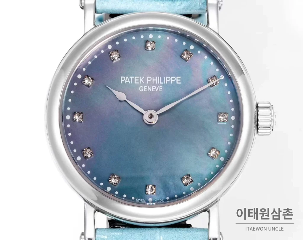 파텍필립 칼라트라바 화이트골드 자개다이얼 다이아몬드 오토매틱 34.6mm