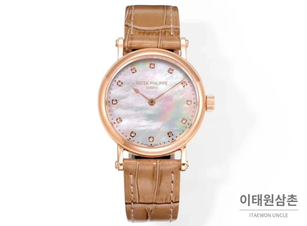 파텍필립 칼라트라바 로즈골드 자개다이얼 다이아몬드 오토매틱 34.6mm