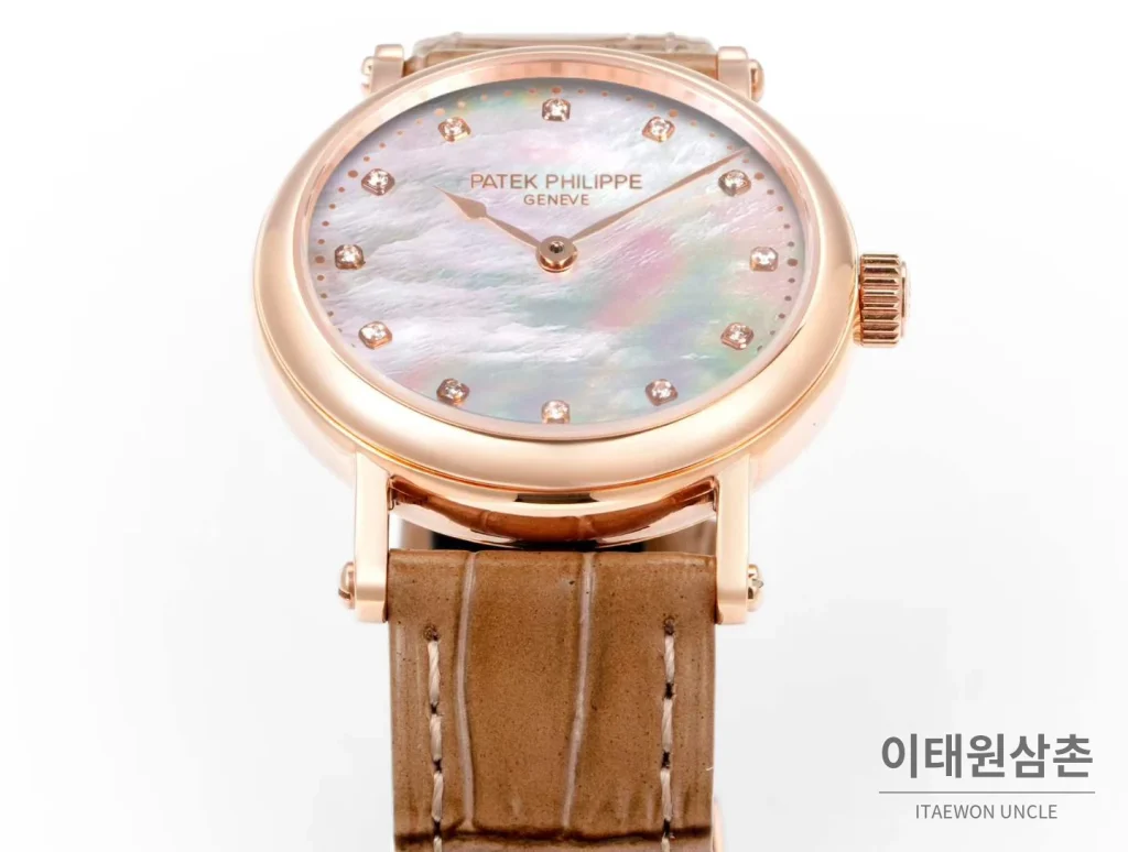 파텍필립 칼라트라바 로즈골드 자개다이얼 다이아몬드 오토매틱 34.6mm